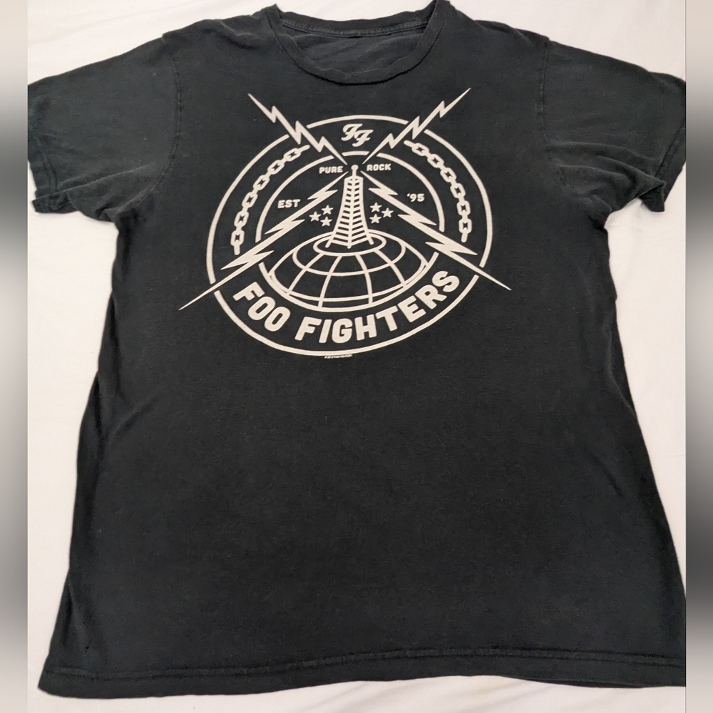 Foo Fighters Vintage 2012 Black T- Shirt Retro Radio Broadcast Graphics Large